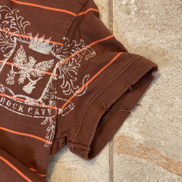 Hard Rock Cafe Nashville shirt distressed women’s brown orange SZ Med Like new - Picture 7 of 15